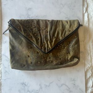 Rare Cool J.Crew Collection Studded Olive Green Camouflage Clutch Crossbody Bag